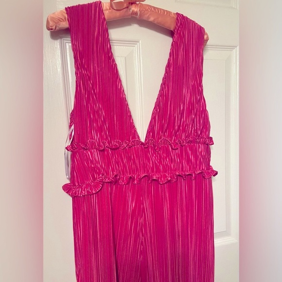Lulus Pink Pleated Maxi Romper Dress (XL, NWT) - Picture 3 of 12